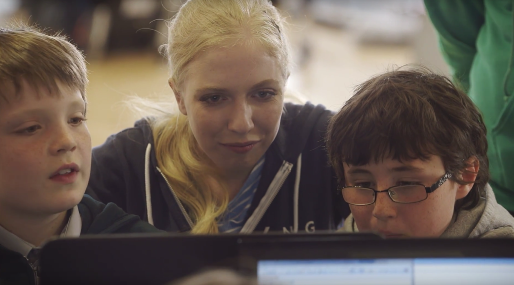 Claire at CoderDojo with kid