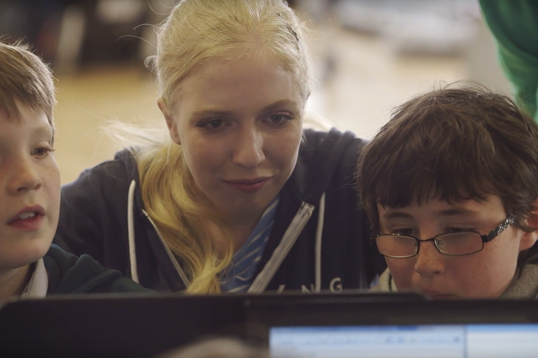 Claire at CoderDojo with kid
