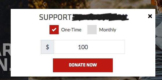 Recurring giving checkbox example.