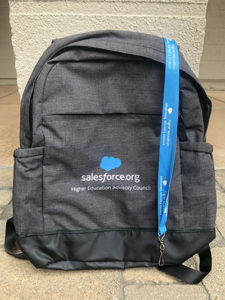 Keep an eye out for the blue lanyard and gray backpack at Salesforce events to strike up a conversation with a Higher Ed Advisory Council member!