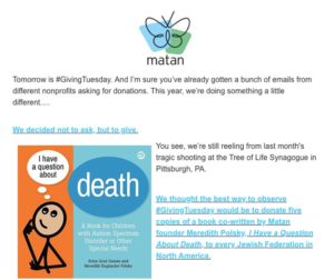 Giving Tuesday fundraiser from education nonprofit Matan