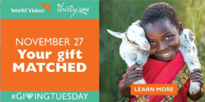 World Vision’s Giving Tuesday fundraising banner