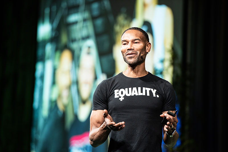 Salesforce Chief Equality Officer Tony Prophet speaks at Dreamforce.
