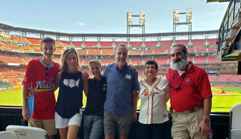 Larry and his family raising awareness of ALS in a tour of ballparks around the U.S.