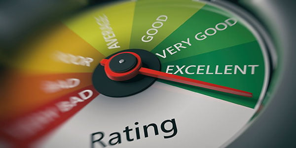 Dial showing ratings up to “excellent” for performance testing
