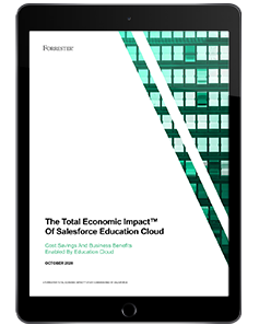 The Total Economic Impact of Salesforce Education Cloud - Forrester Report on an iPad