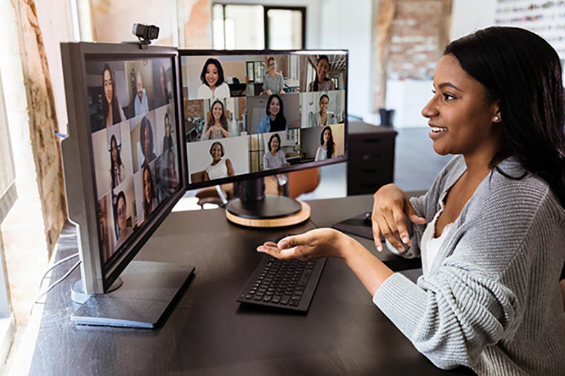Woman on virtual conference