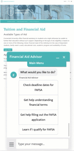 GIF showing the tool defining a key financial aid term