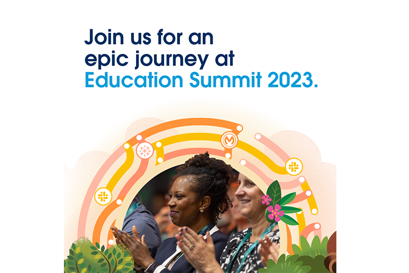 Creative graphic promoting Education Summit 2023