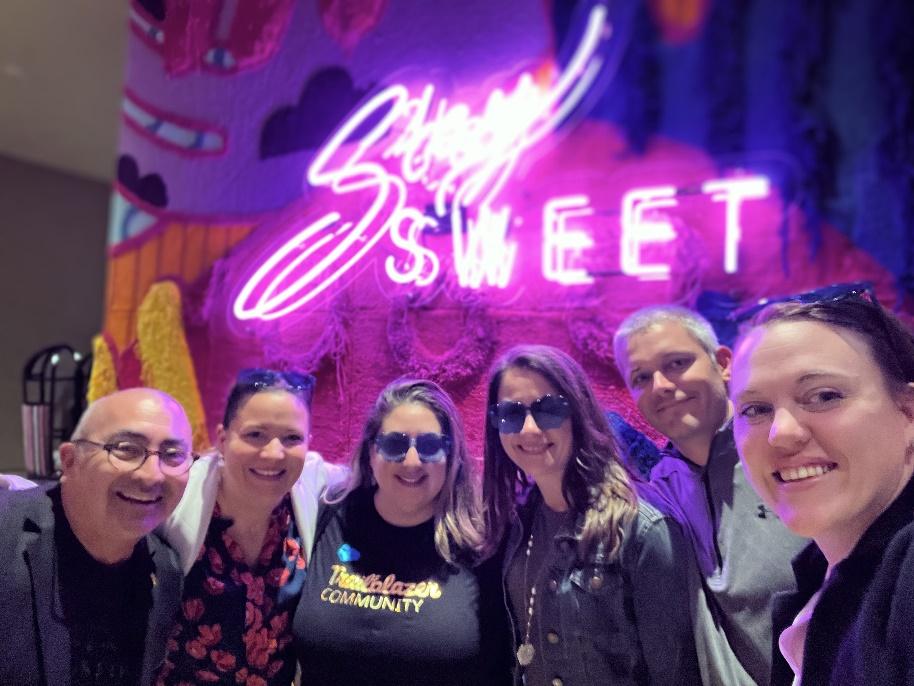 Image of members of the Salesforce Higher Education Advisory Council leadership team (past and present!). From left to right: Frank Montoya, Joanna Iturbe, Florence Parodi, Carrie Otto, Brian Karcinski, Haley Gould
